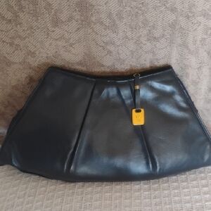 Vintage Ronay Navy Blue Leather Clutch. New, Without Tags! 1970s.